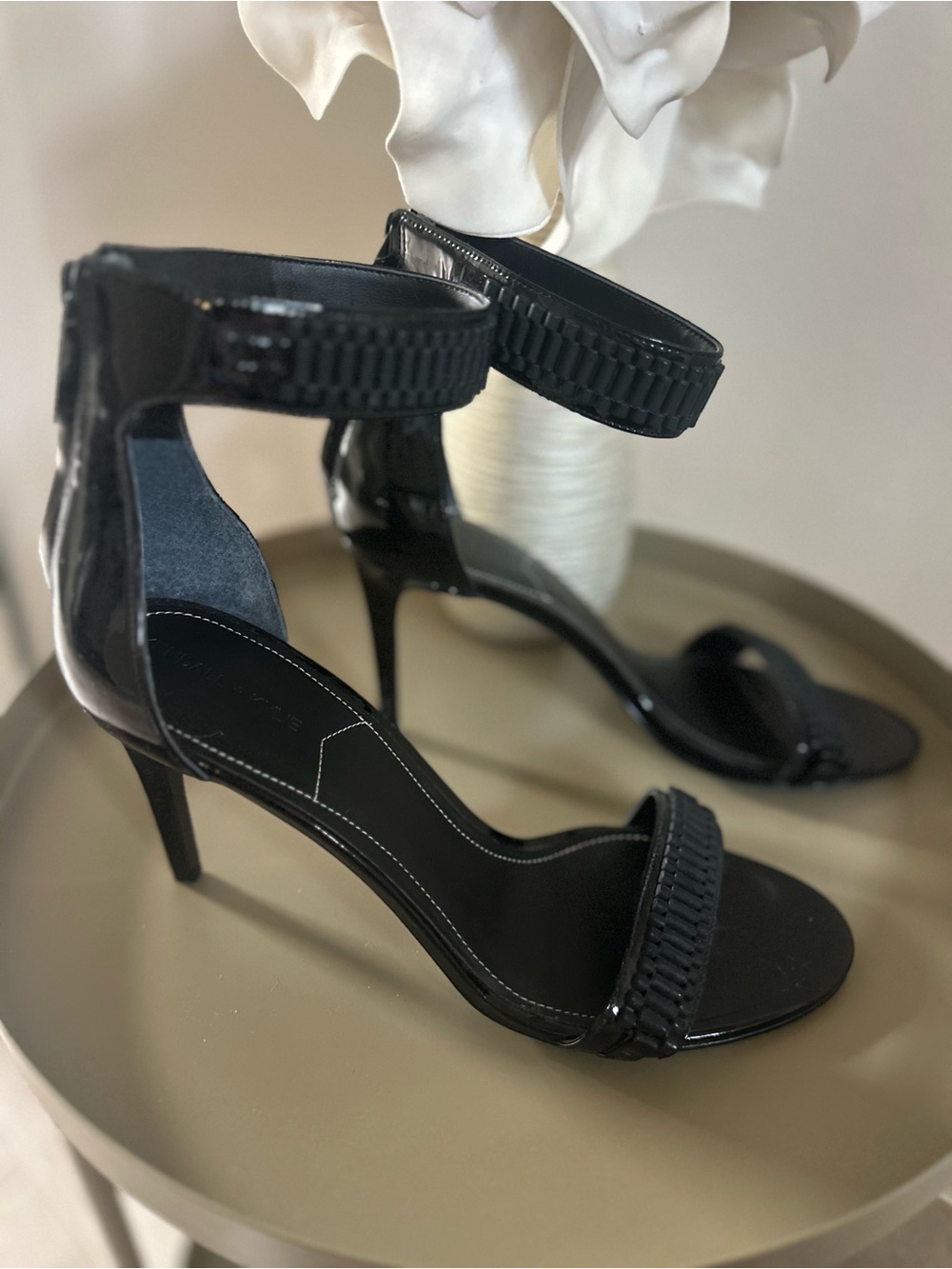 Kendall & Kylie Black Braided Ankle-Strap Heeled Sandals